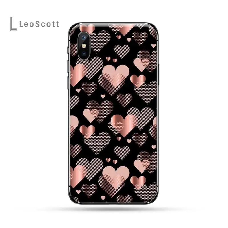 

pink Gold Rose Love heart Phone Case for iPhone 11 12 mini pro XS MAX 8 7 6 6S Plus X 5S SE 2020 XR