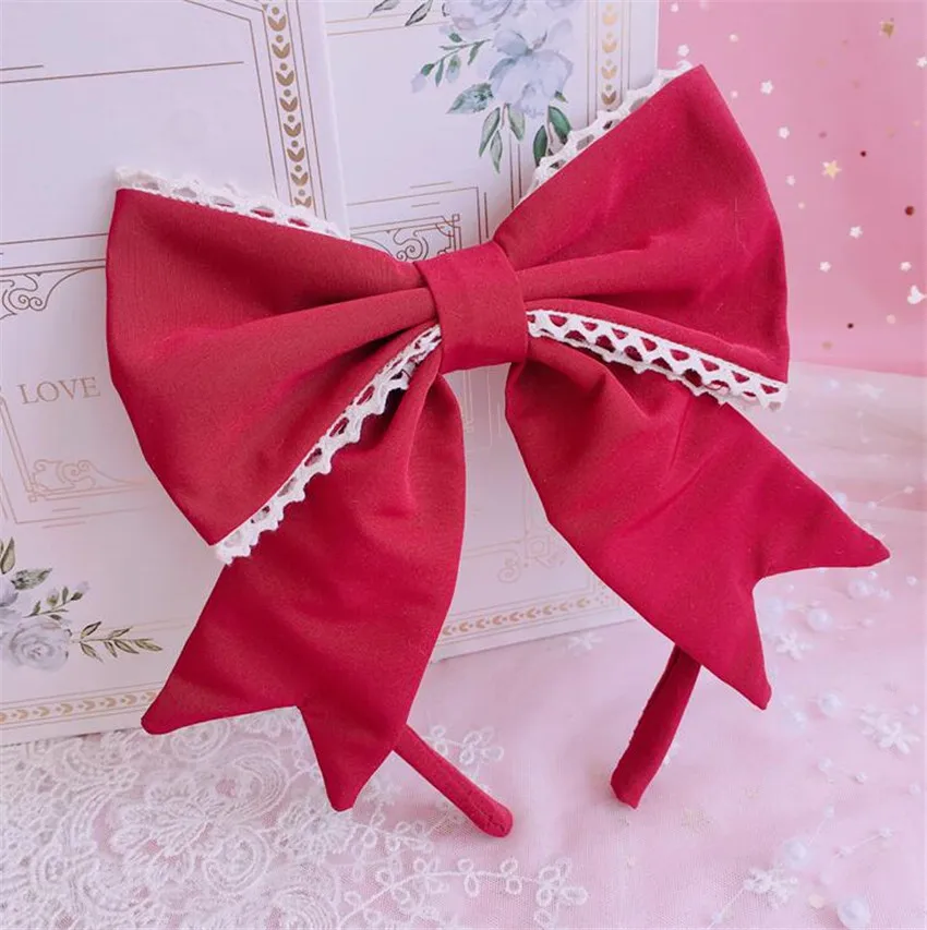 Японский большой бант KC лента для волос аксессуары из кружева бандана на каждый