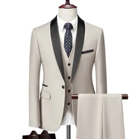 men autumn wedding party three pieces jacket trousers set large size 5xl 6xl male blazer coat pants vest fashion slim fit suit