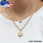 2 шт.компл. ожерелье с круглой подвеской в форме сердца для женщин и мужчин в коробке Rolo из нержавеющей стали колье ювелирные изделия LKN657GP418