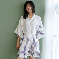 traditional clothing kimono cardigan woman japanese style printed brocade yukata pajamas night gown bathrobe