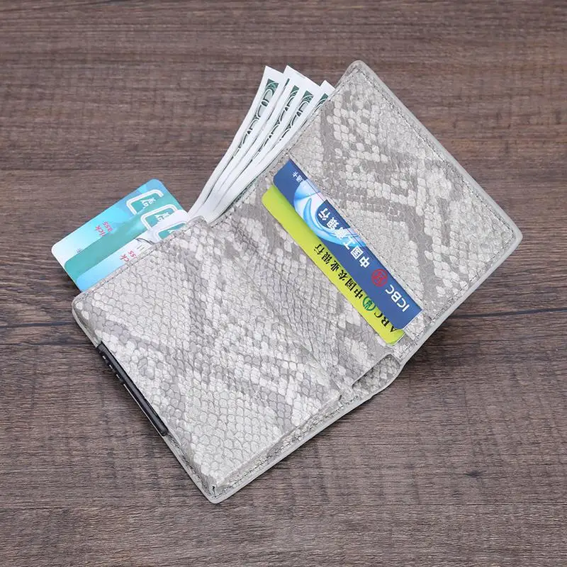 Rfid мужские карты всплывающие кошельки кожаный металлический тонкий бумажник