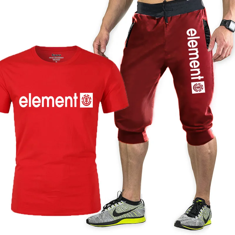 

Summer jogging men's T-shirt short-sleeved suit casual sportswear suit sports shorts breathable 2-piece cotton suit
