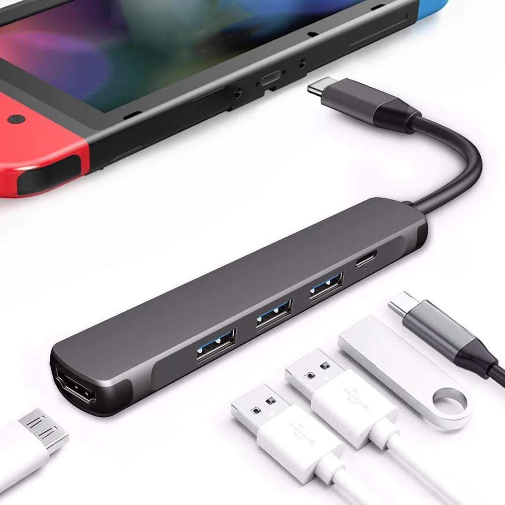 Ouhaobin USB C концентратор 5 в 1 к HDMI адаптер 3 0 порт + (PD) конвертер для ноутбука Macbook с