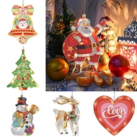 New Christmas DIY Diamond Painting LED Hanging Lights Special Shaped Drill Xmas Night Lamp Home Window Wall Decoration Ornaments