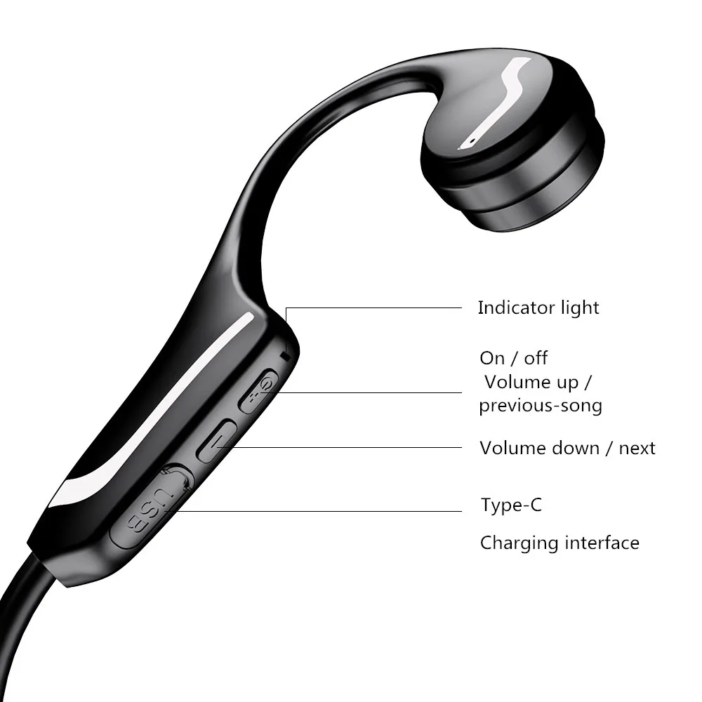 for huawei xiaomi wireless earphone bone conduction bluetooth 5 0 headset anti sweat light sports stereo hands free headphone free global shipping
