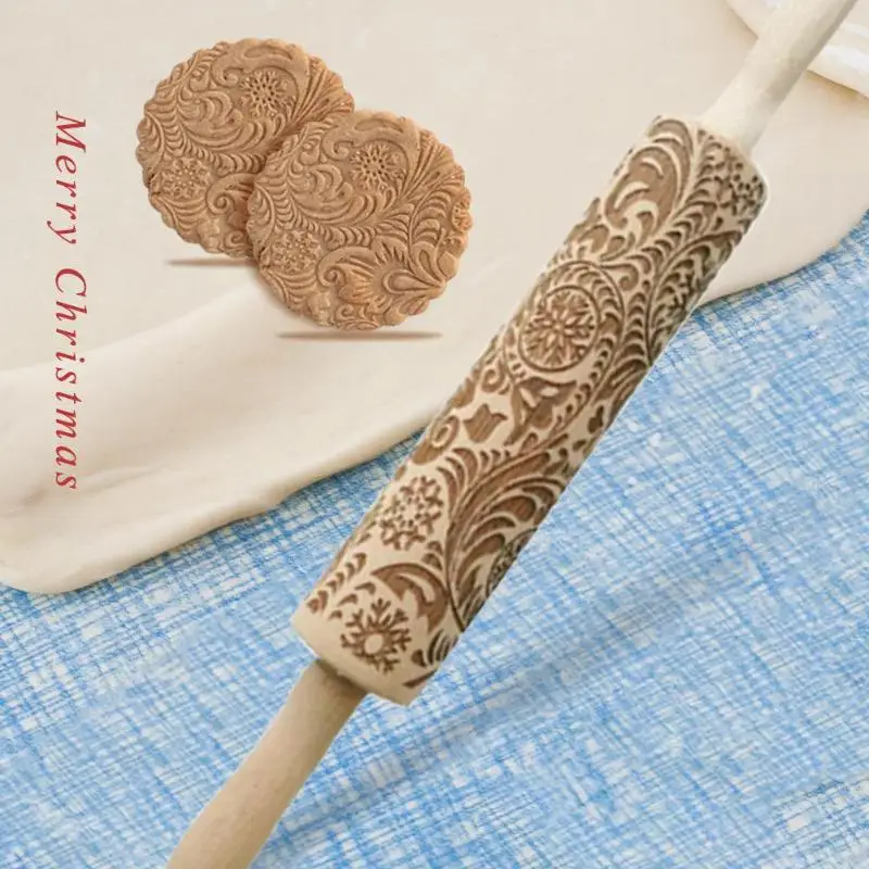 Рождественское тиснение Скалка выпечки печенье лапша фондан пирог