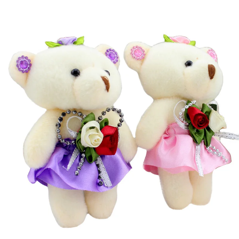 

wholesale 10pcs lot small pendant cartoon doll flower packaging material bouquet teddy bear wedding gift plush toy