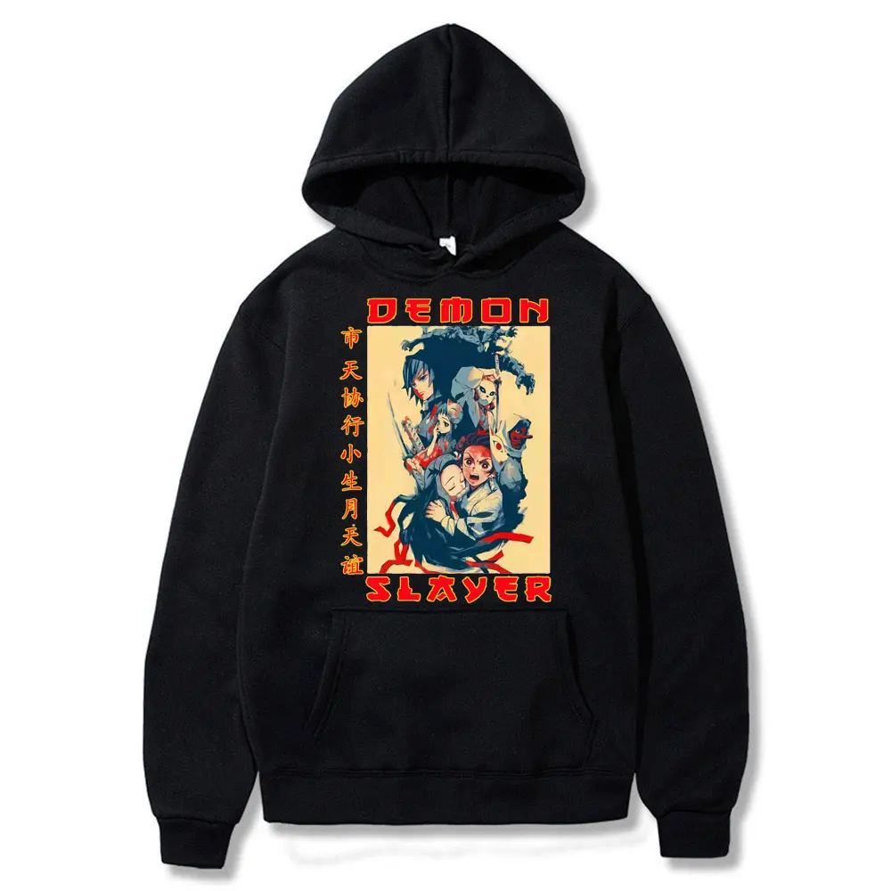 

Japan Anime Demon Slayer Hoodies Men Sweatshirt Tanjiro Kamado Costume Cartoon Hoodie Harajuku Sudadera Hombre Oversized Clothes