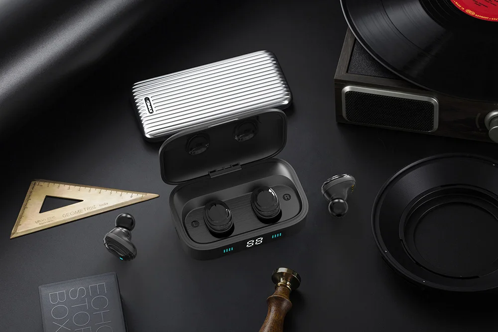 TWS wieless bluetooth гарнитура геймер стерео наушники водонепроницаемые спортивные наушники со светодиодный дисплеем 2000 мАч Зарядное устройство Коробка для xiaomi
