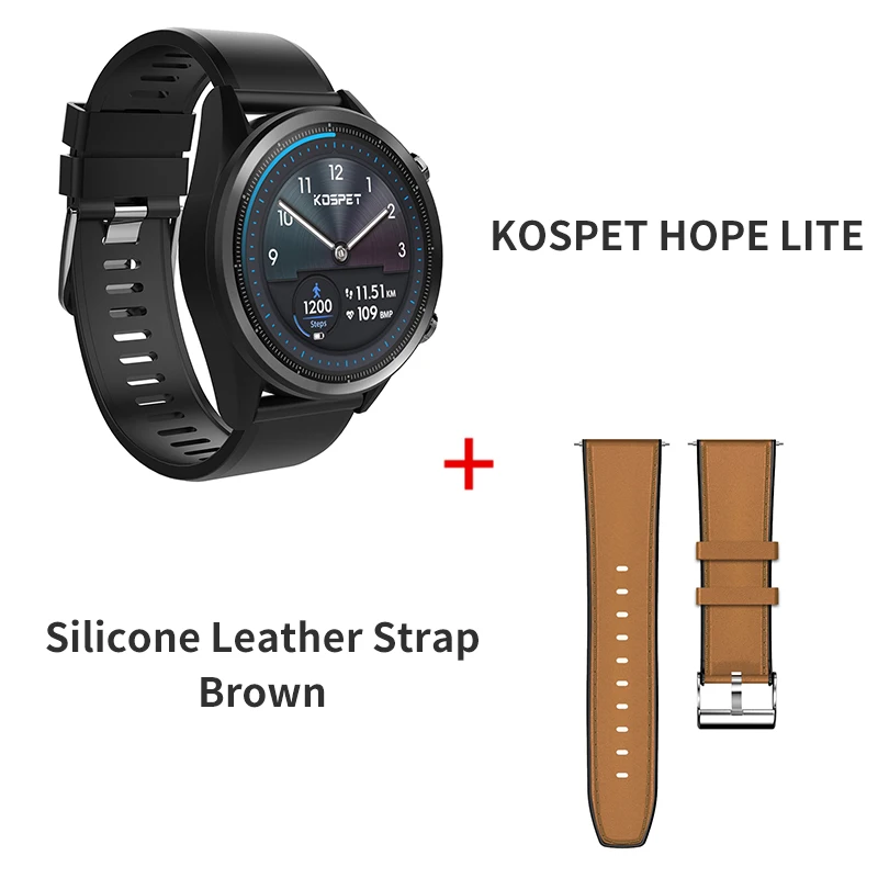 Add Brown Strap KOSPET надеемся Lite 1 Гб оперативной памяти, 16 Гб встроенной памяти, Android7.1.1 Dual Core 4G 1,3" AMOLED умные часы мужские WI-FI 8.0MP IP67 Водонепроницаемый MTK6739 Смарт-часы-телефон - Цвет: Add Brown Strap