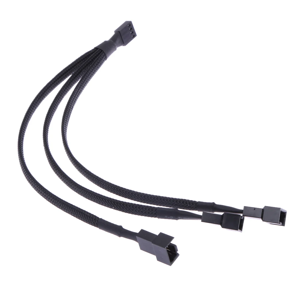 1/3/5 Pcs 4pin 1 to 3 Ways Extender Cable PWM Fan Splitter Black Sleeved Extension Cable for CPU or Computer Case Fan