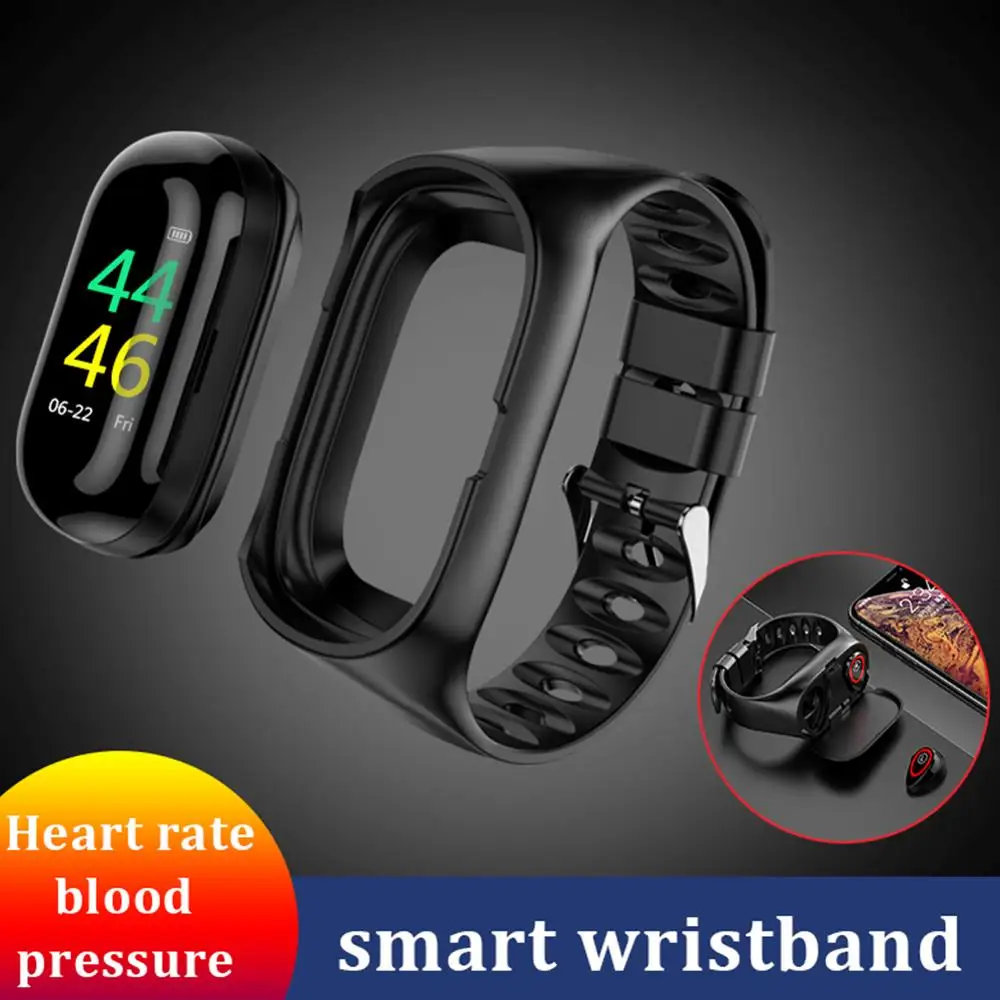 Новые умные часы M1 AI с Bluetooth наушниками пульсометром смарт браслет длительным