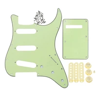 11 holes st sss pickguard guitar pickguard set mint green with aged white pickup coversknobsswitch tip guitar accessories