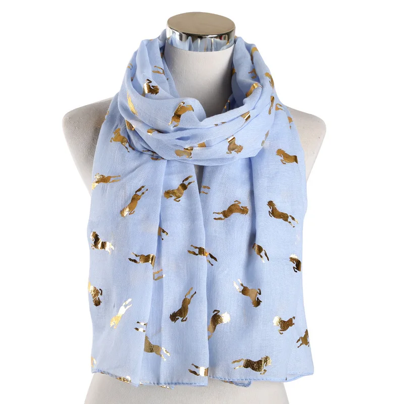 Продаются как Горячие пирожные животные лошади бронзирующий принт длинный шарф