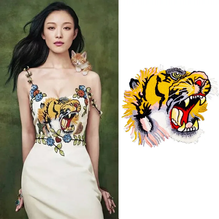 2019 Stylish Delicate Embroidery Large Tiger Head Patch DIY Accessories Cloth Sticker Animal Application T-Shirt Skirt | Аксессуары для