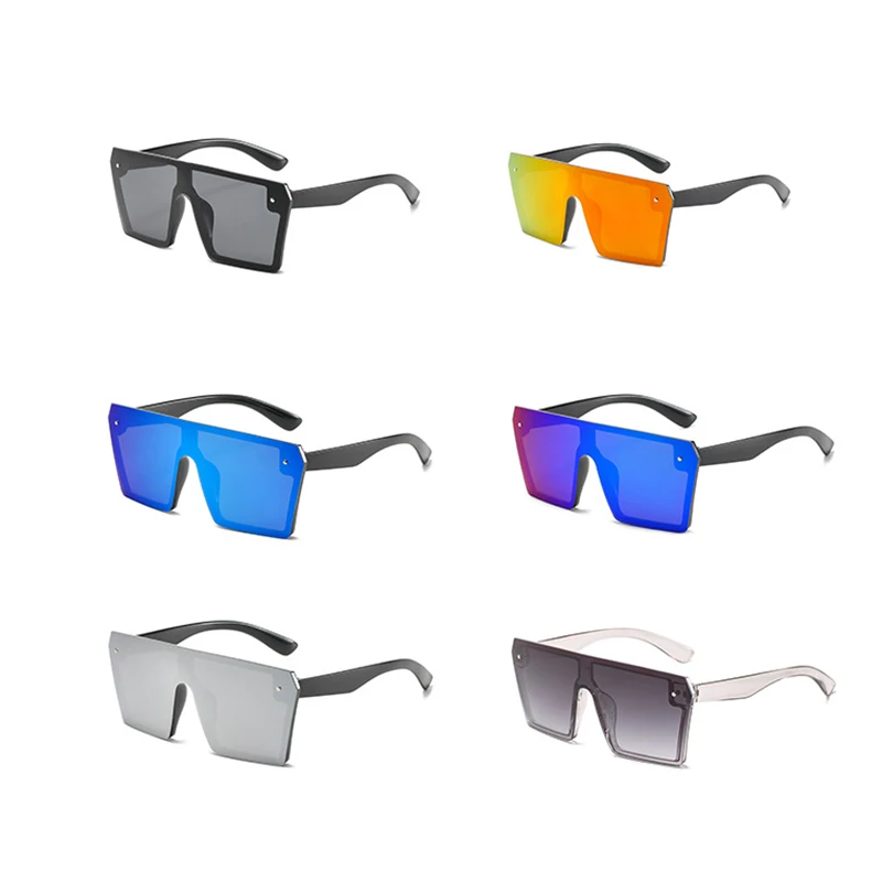 

Big Frame Sunglasses Piece Square Sunglasses Colorful Reflective Glasses Sunglasses Trend Versatile Sunglasses Uv400 Glasses
