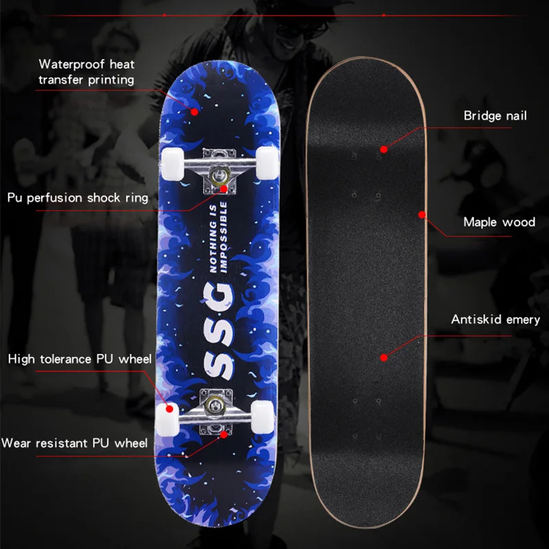 Скейтборд четырехколесный Доска ребенок скутер Лонгборд шкив колеса двойной