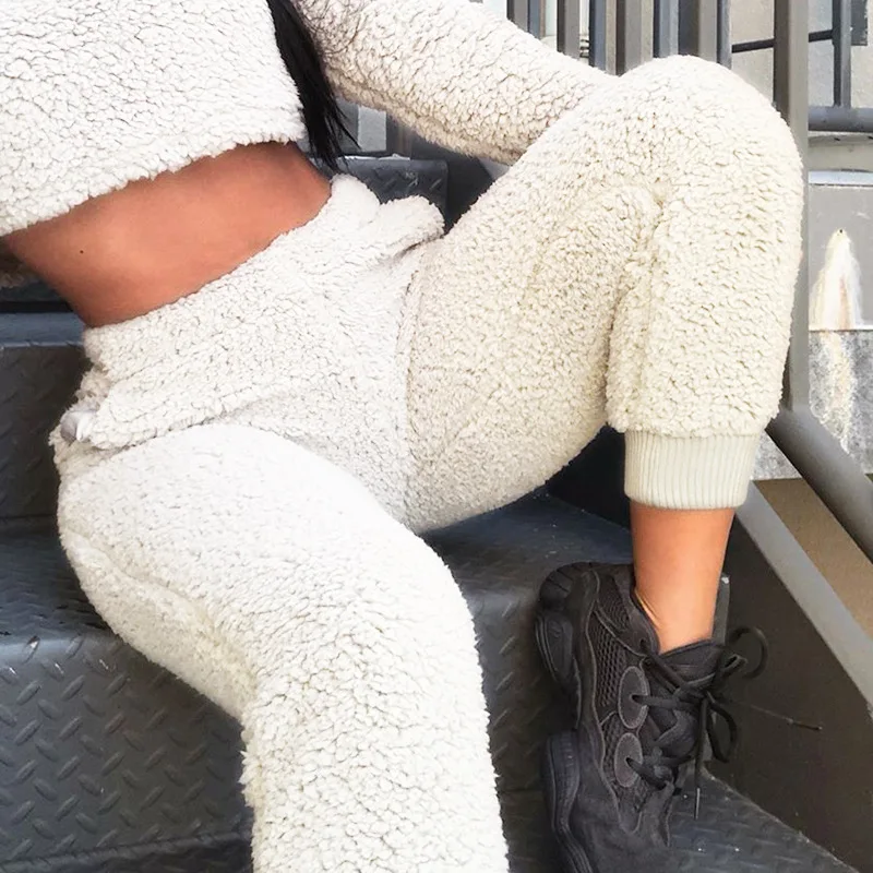 

2021 Autumn and Winter New Plush Thick High-waisted Trousers Women Casual Loose Warm Plush Feet Trousers Streetwear Pants Women