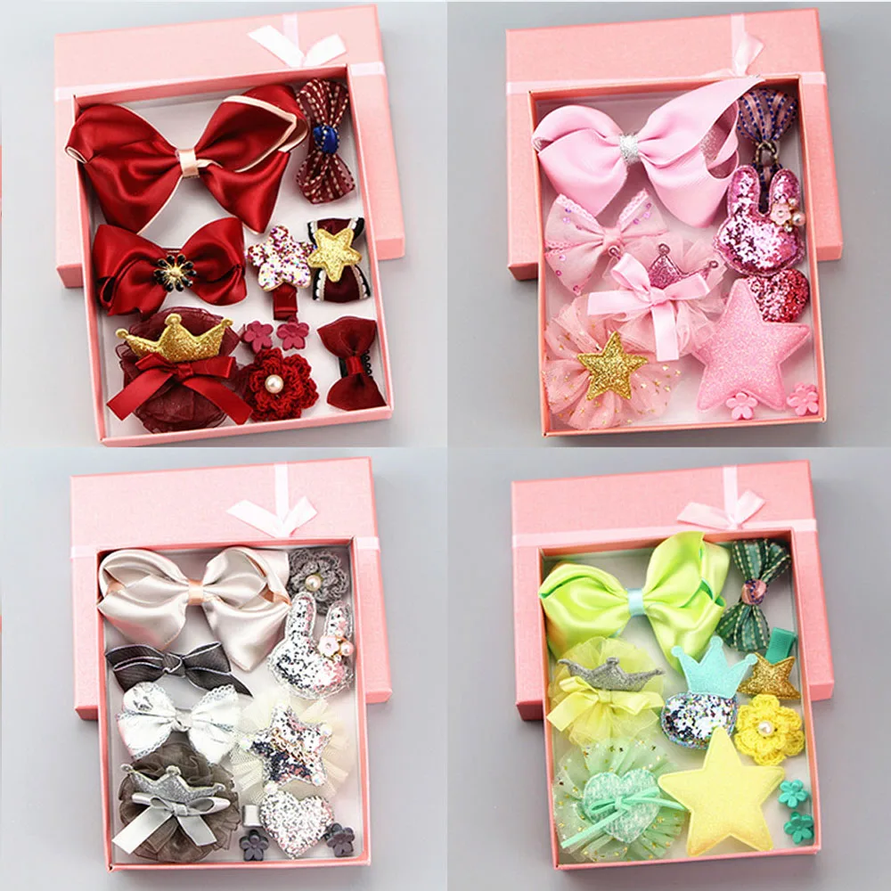 

Girls Kids Children Hair Accessories Baby Shower Birthday Gift Box Set Ornaments Clip Headdress