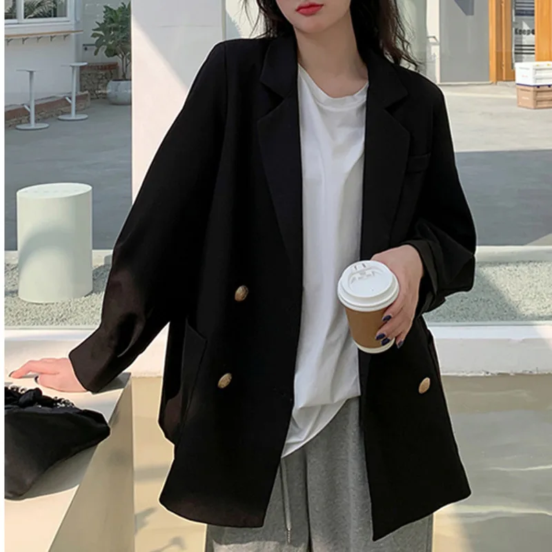 

LANMREM New Women Blazers White Coat Design Thin Lapel Long Sleeve Loose Fit Jacket Fashion Tide Spring Autumn 2021 2P2551