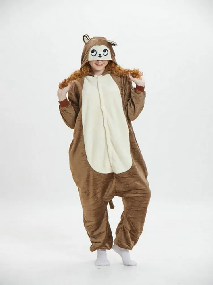 Newest Women Adult Cute Winter Home Cosplay One Piece Pajamas Cartoon Flannel Comfortable Material Casual High Quality Fashion