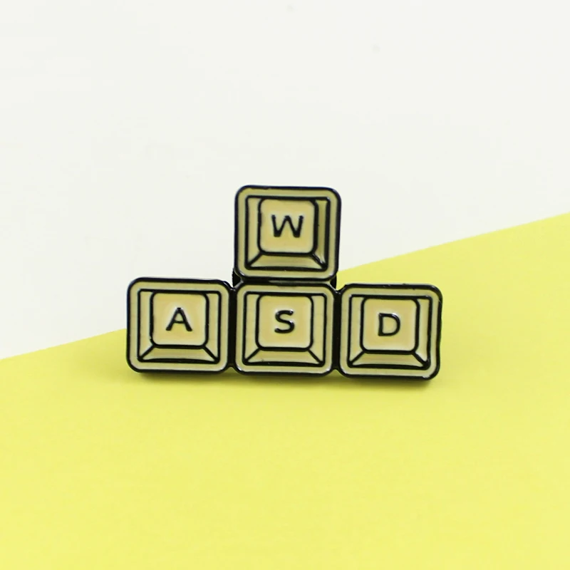 Игровая клавиатура WASD эмалированная брошь на лацкан компьютерная игровая