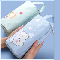 large capacity pencil case for student cartoon canvas pencil bag school supplies stationery gift fashion girls cute pen bags