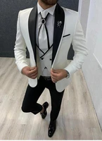 white and black wedding suits fit prom party suits groom tuxedos shawl lapel 3 pieces formal men suits custom made jacketpants