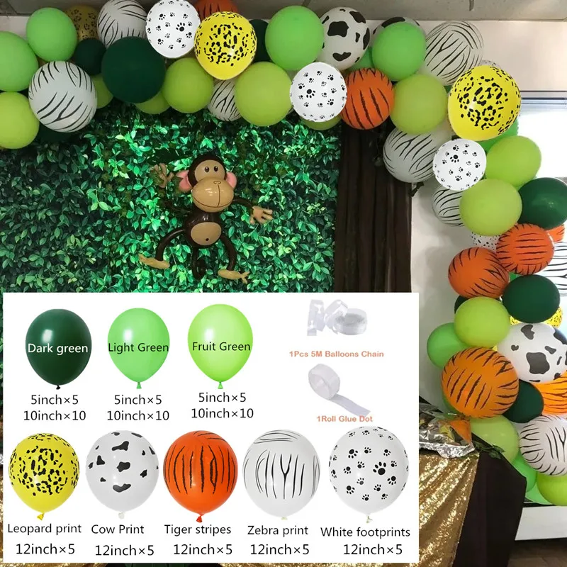 

1 set Forest Animal Balloons Chain Kit Dark Green Balloon Tiger Stripes Balloon Birthday Party Decor Baby Shower Decor Supplies