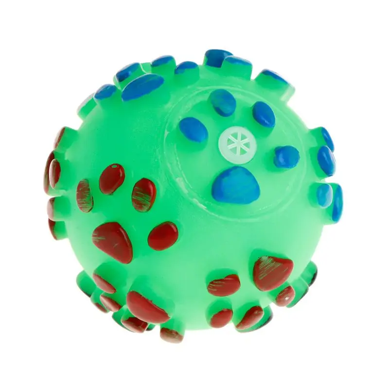

C5AD Pet Toy Ball Rubber Soft Footprint Balls Play Interactive Dog Puppy Cat Massage Molar Chew Bite Toys Supplies