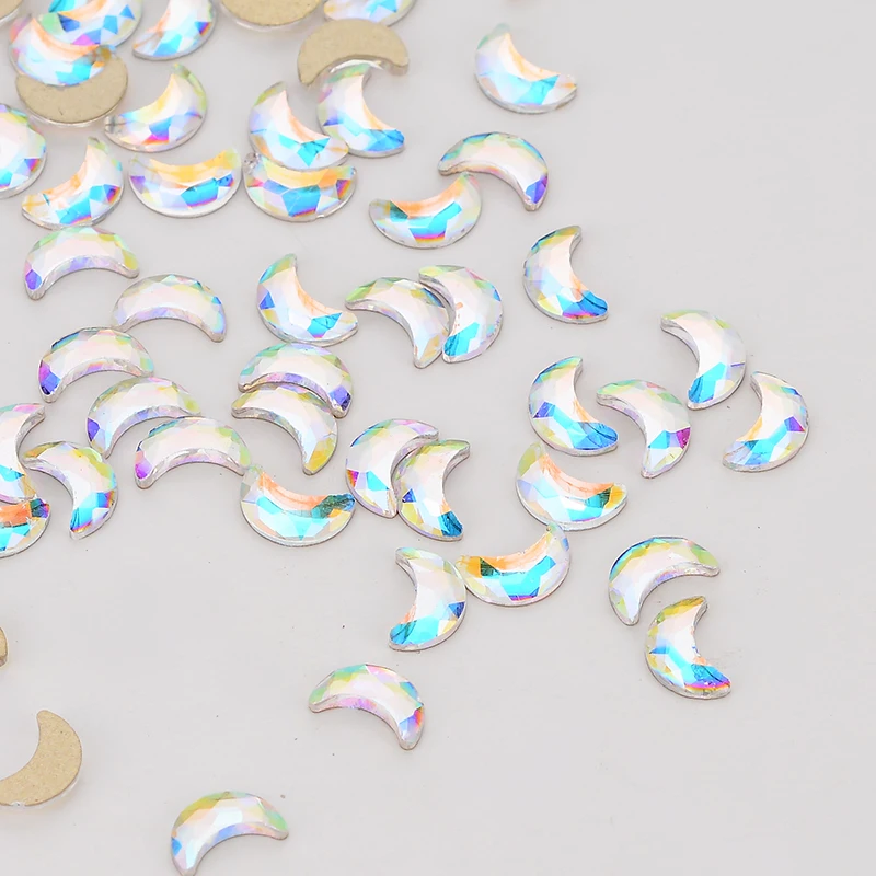 30 шт. в форме Луны 5*8 мм кристаллы AB с плоской спинкой модные стразы для дизайна
