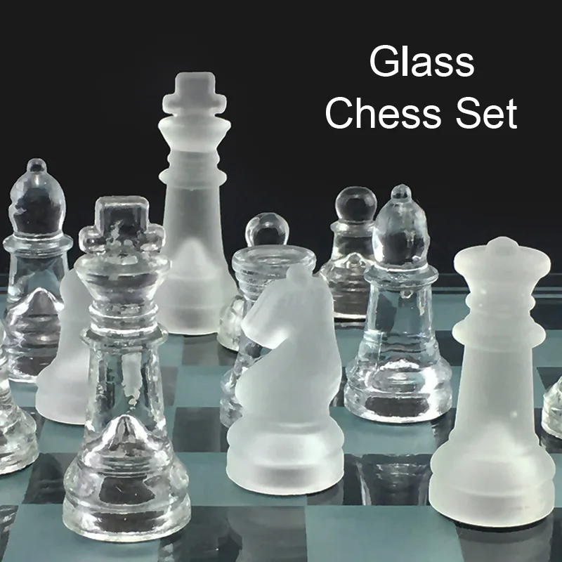 BSTFAMLY Chessman Chess Game International Glass Piece non Folding Checkerboard Ornament 20x20/25x25/35x35cm I31 | Спорт и