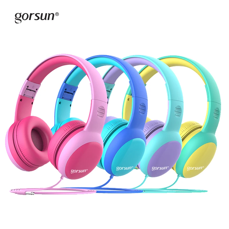 Gorsun Lightweight Stereo Foldable Wired Headsets for Kids Adults Adjustable Headband Headset for Cellphones iPhone Laptop Computer Mp3/4 Earphones Kids Headphones Pink 