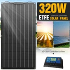 Солнечная панель ETFE 320 Вт, домашний комплект солнечной энергии, полная система, генератор, внешний аккумулятор, зарядное устройство для аккумулятора, светодиодный Личная светодиодная подсветка для кемпинга солнечная