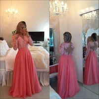 2020 v neck elegant lace applique pearls sexy red prom gown long sleeves a line evening party gowns mother of the bride dresses