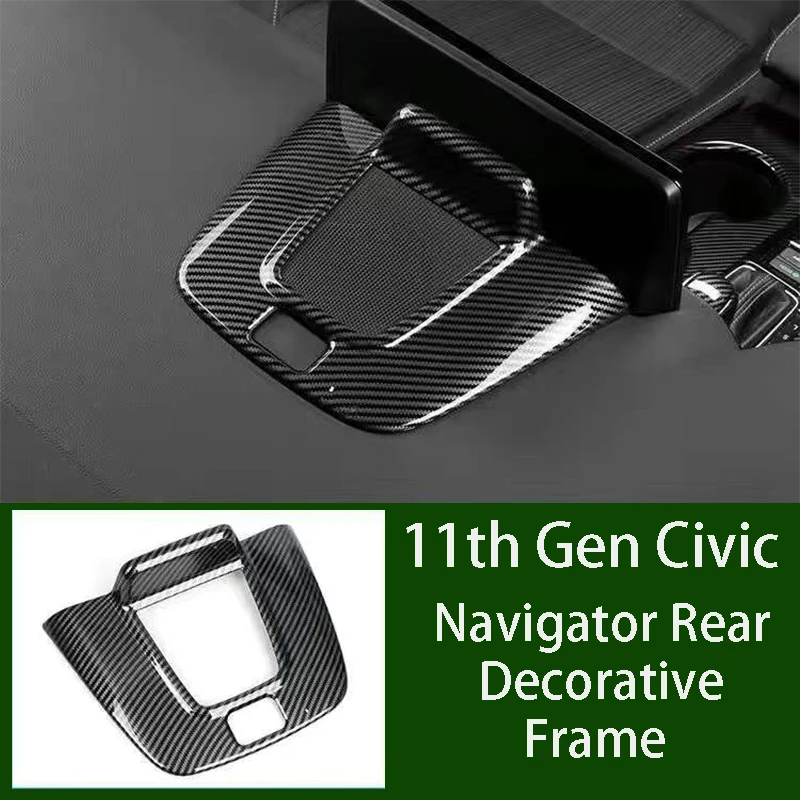 

Car Navigator Rear Panel Decorative Stickers Carbon Fiber Style Accessories For Honda Civic 11th Gen 2022 Interior Modification
