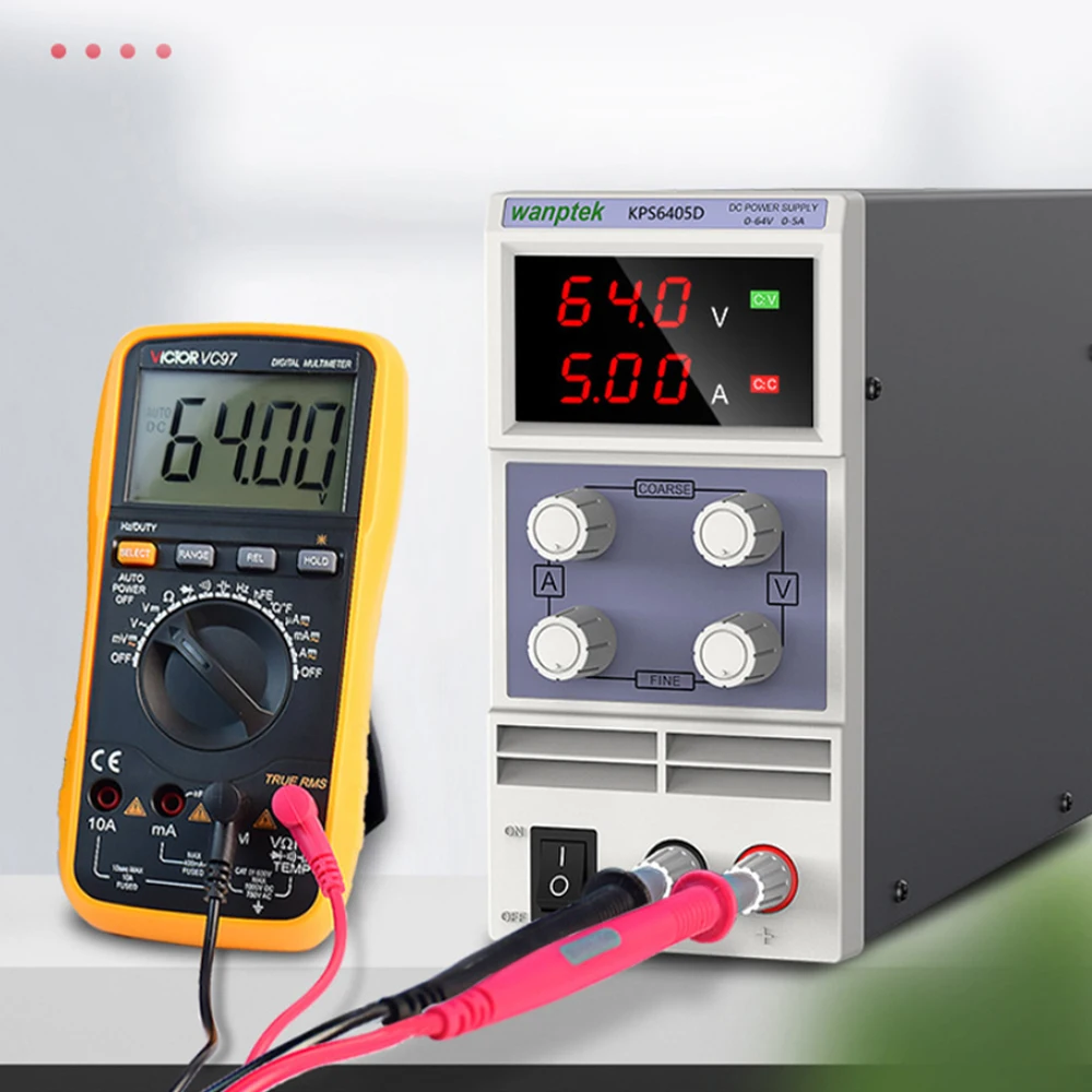 

WANPTEK KPS6405D Adjustable DC Power Supply Output 0-64V/0-5A Manostat High Precision Double Display Switch Regulated Power
