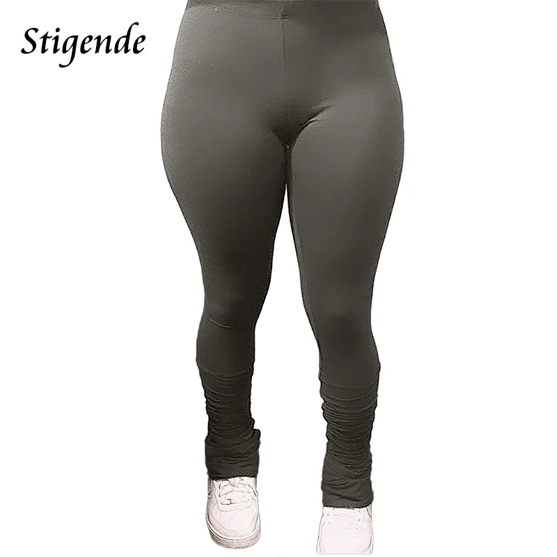 

Stigende повседневное одноцветное Цвет Ruched наборный брюки для женщин; Большие размеры миди Высокая талия расклешенные брюки для девочек; Сезон ...