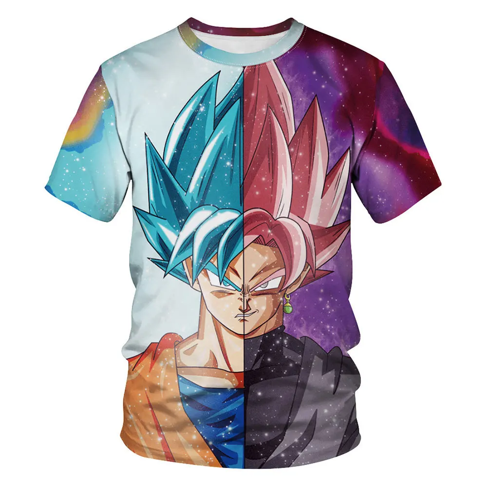 

RHLM Summer Japan Anime Goku 3D Printed T-shirt Fashion Casual Streetwear Men Women Top Round Neck Cotton Clothes Short Sleeve 3