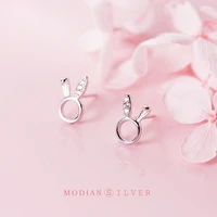 modian 2020 new charm stud earrings for women authentic 925 sterling silver cute rabbit ears pins new fashion jewelry bijoux