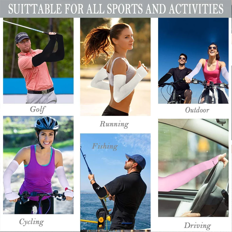 

4 Pairs Unisex Cooling Arm Sleeves Elbow Cover Cycling Run Fishing UV Sun Protection Outdo Women Nylon Cool Arm Sleeves