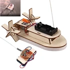 Детская Беспроводная деревянная радиоуправляемая лодка, модель лодки с дистанционным управлением, набор для научных экспериментов, Обучающие игрушки, подарки для детей