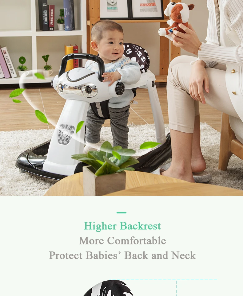 Babysafe folding baby walker anti-rollover music 6/7-18 months children's walker can sit can push