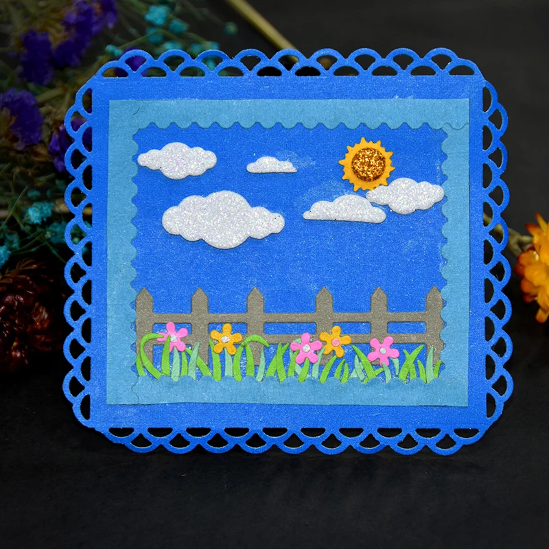 Металлические режущие штампы ограждения белые облака Цветочные трафареты для DIY альбом скрапбукинга aper