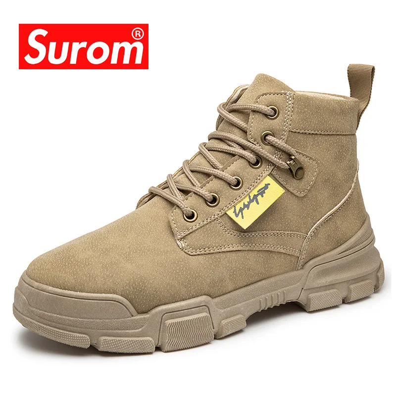 SUROM/уличная мода Мужские ботинки Сезон осень-зима Новинка ботильоны на толстой