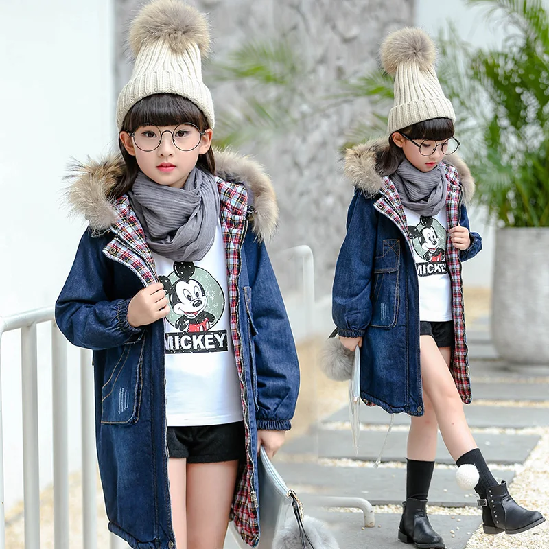 Куртка для маленьких девочек зимние куртки джинсовое пальто модная детская