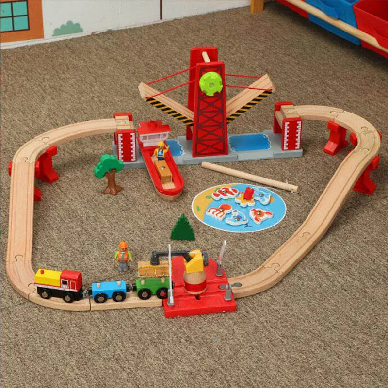 

Wooden Train Track Set Wooden Railway Theme Suit Police Car Ambulance Fire Scene Compatible With Wooden Thomas