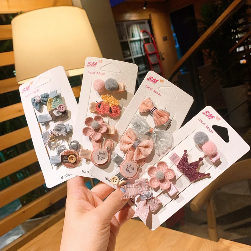 4 шт./компл. заколки для волос принцессы с бантом и цветочным рисунком девочек