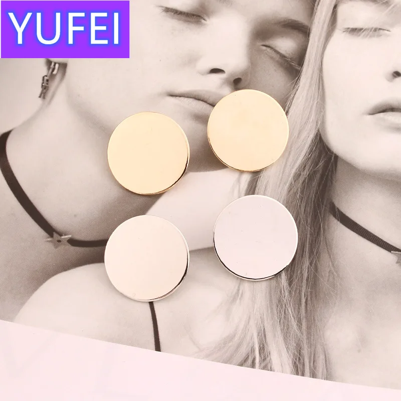 

e912 Round Shaped Golden Earrings Simple Metal Vintage Earrings For Women Fashion Jewelry Girls Earring brincos 2019